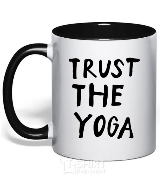 Mug with a colored handle Trust the yoga black фото