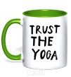 Mug with a colored handle Trust the yoga kelly-green фото