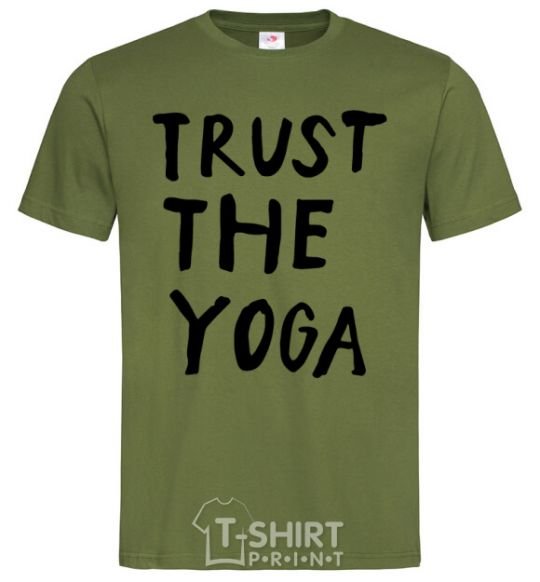 Мужская футболка Trust the yoga Оливковый фото