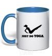 Mug with a colored handle Just do yoga royal-blue фото