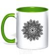 Mug with a colored handle Hindi pattern kelly-green фото