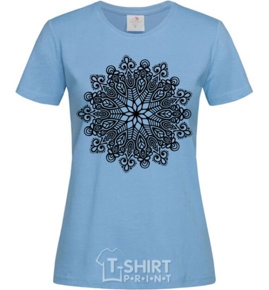 Women's T-shirt Hindi pattern sky-blue фото