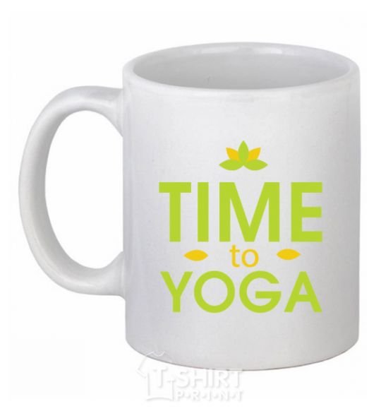 Чашка керамическая Time to yoga Белый фото