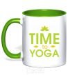 Mug with a colored handle Time to yoga kelly-green фото