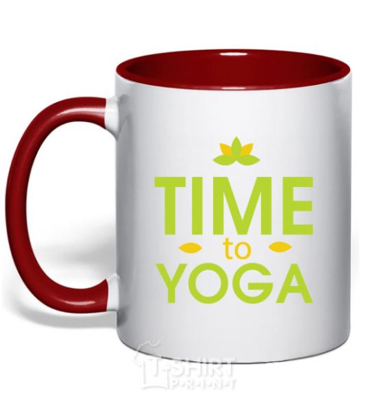 Mug with a colored handle Time to yoga red фото