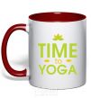 Mug with a colored handle Time to yoga red фото