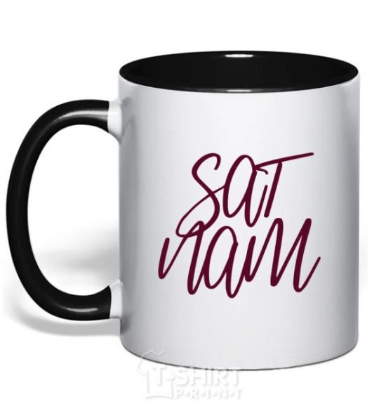 Mug with a colored handle Sat nam black фото