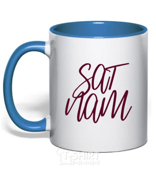 Mug with a colored handle Sat nam royal-blue фото