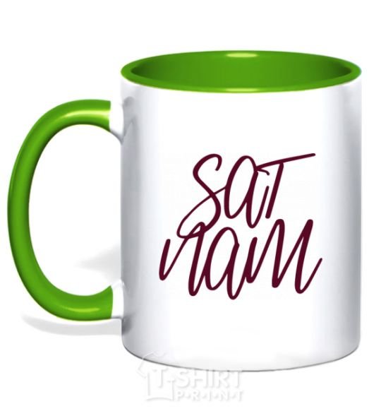 Mug with a colored handle Sat nam kelly-green фото
