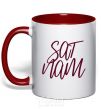 Mug with a colored handle Sat nam red фото