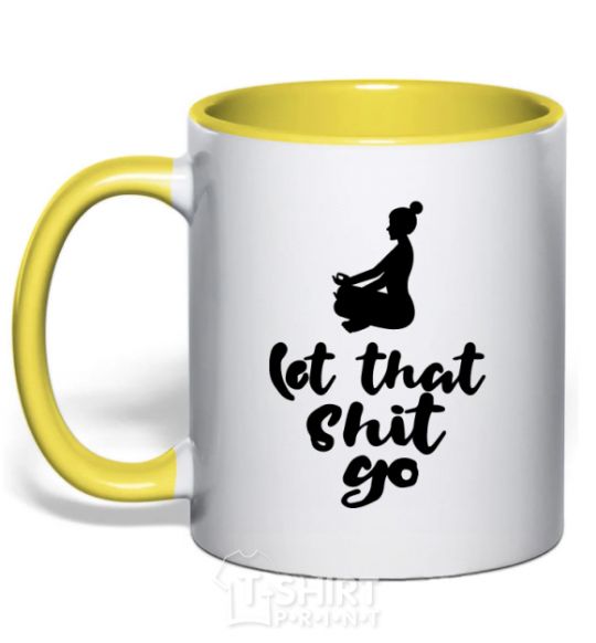 Mug with a colored handle Let that shit go yellow фото