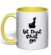 Mug with a colored handle Let that shit go yellow фото