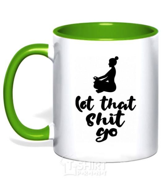 Mug with a colored handle Let that shit go kelly-green фото