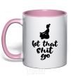 Mug with a colored handle Let that shit go light-pink фото