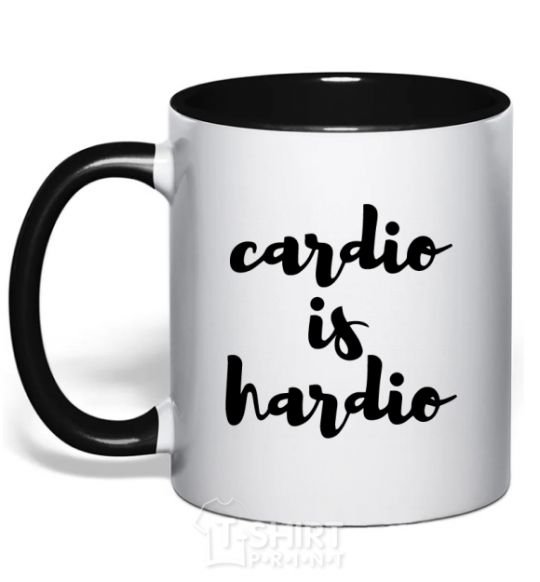 Mug with a colored handle Cardio is hardio black фото