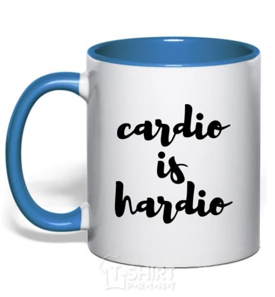 Mug with a colored handle Cardio is hardio royal-blue фото