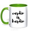 Mug with a colored handle Cardio is hardio kelly-green фото