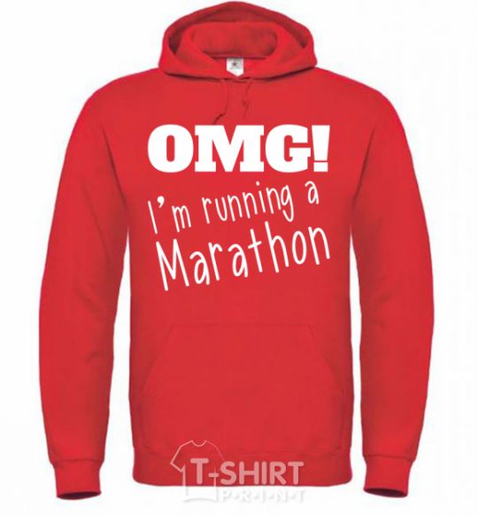 Мужская толстовка (худи) OMG I'm running a marathon Ярко-красный фото