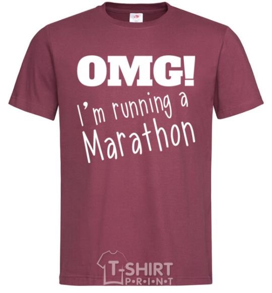 Мужская футболка OMG I'm running a marathon Бордовый фото
