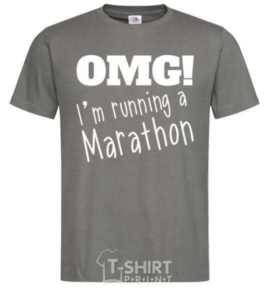 Мужская футболка OMG I'm running a marathon Графит фото