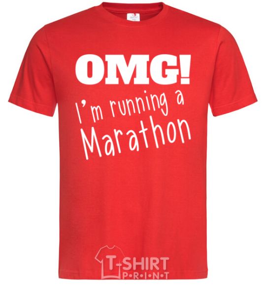 Мужская футболка OMG I'm running a marathon Красный фото