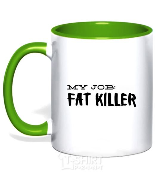 Mug with a colored handle My job fat killer kelly-green фото