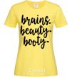 Женская футболка Brains beauty booty Лимонный фото