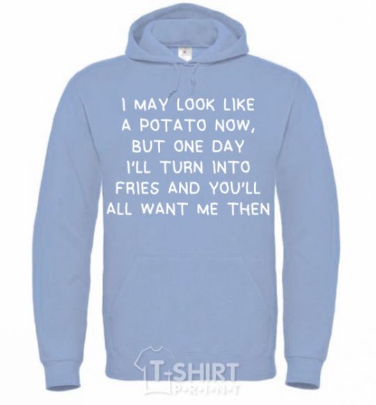 Men`s hoodie I'll turn into fries sky-blue фото