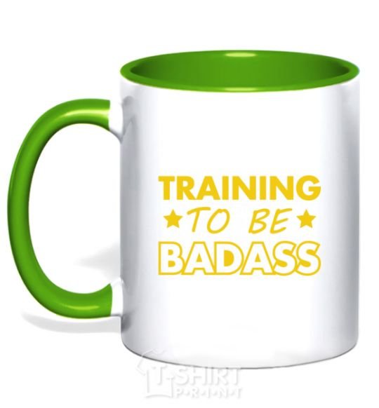 Чашка с цветной ручкой Training to be badass Зеленый фото