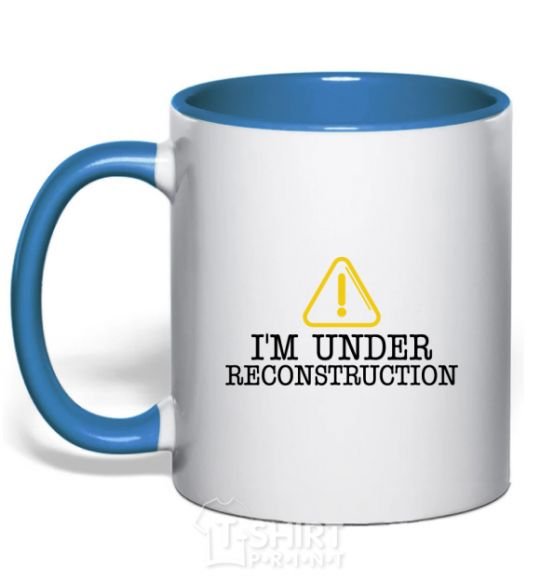 Mug with a colored handle I'm under reconstruction royal-blue фото