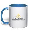 Mug with a colored handle I'm under reconstruction royal-blue фото