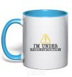 Mug with a colored handle I'm under reconstruction sky-blue фото