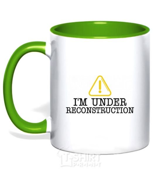 Mug with a colored handle I'm under reconstruction kelly-green фото