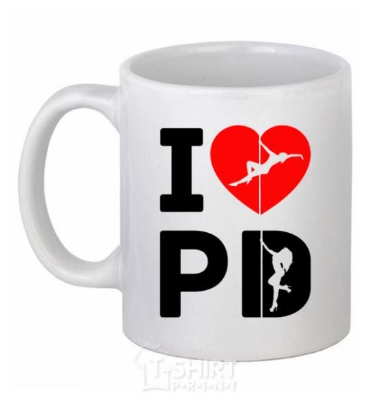 Ceramic mug I love PD White фото