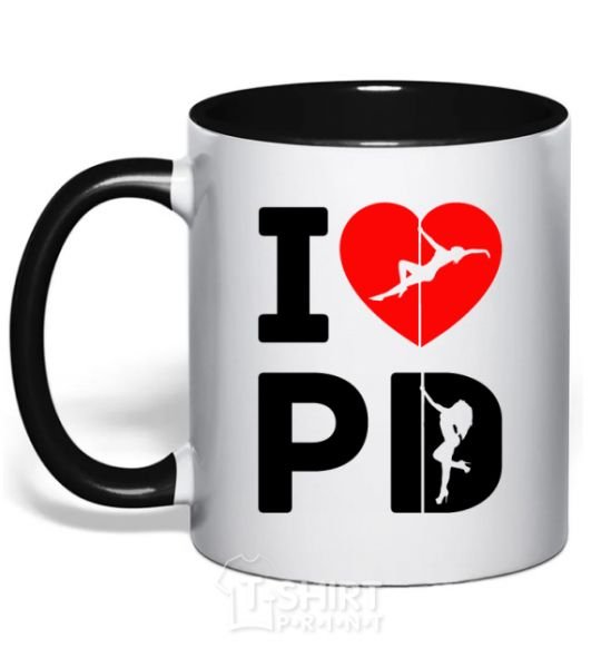 Mug with a colored handle I love PD black фото