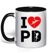 Mug with a colored handle I love PD black фото