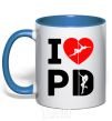 Mug with a colored handle I love PD royal-blue фото