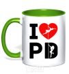 Mug with a colored handle I love PD kelly-green фото