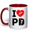 Mug with a colored handle I love PD red фото