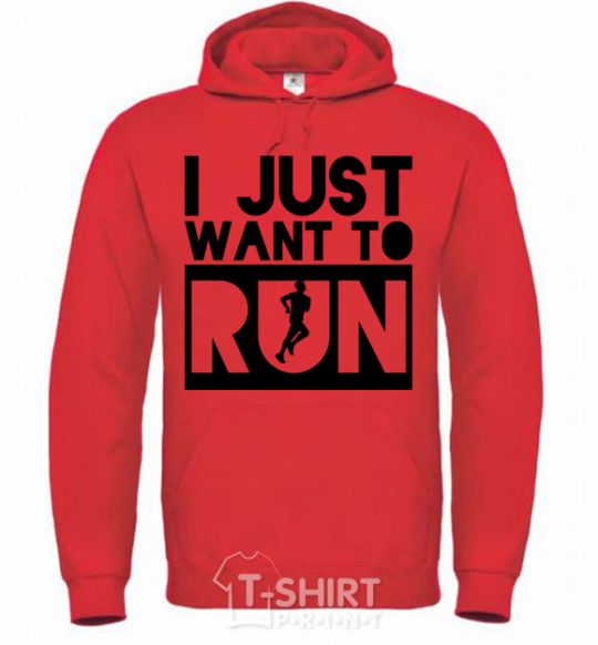 Men`s hoodie I just want to run bright-red фото