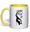 Mug with a colored handle Just pole it yellow фото