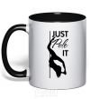 Mug with a colored handle Just pole it black фото