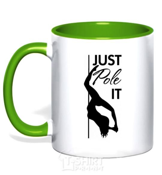 Mug with a colored handle Just pole it kelly-green фото