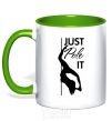 Mug with a colored handle Just pole it kelly-green фото