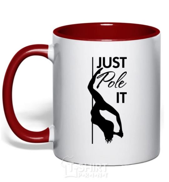 Mug with a colored handle Just pole it red фото