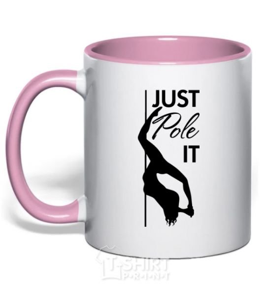 Mug with a colored handle Just pole it light-pink фото