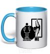 Mug with a colored handle Your girlfriend and me sky-blue фото