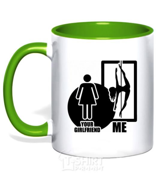 Mug with a colored handle Your girlfriend and me kelly-green фото