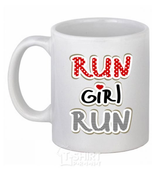 Чашка керамическая Run girl run Белый фото