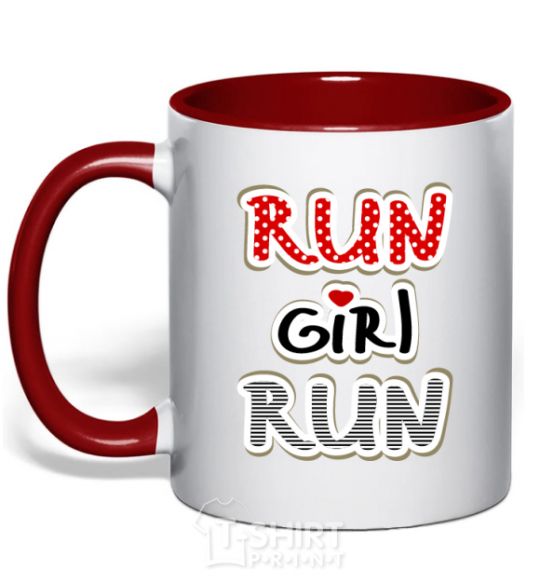 Mug with a colored handle Run girl run red фото